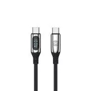 Datenkabel mit LCD Forever USB-C/USB-C 1m 100W schwarz