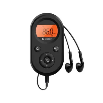 Sandberg Pocket FM AM Radio Recharge, wiederaufladbare Batterie, Display, schwarz