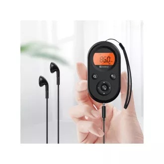 Sandberg Pocket FM AM Radio Recharge, wiederaufladbare Batterie, Display, schwarz