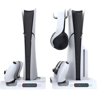 iPega P5S006 Multifunktionaler wiederaufladbarer RGB-Ständer mit Kühlung für PS5 Slim Weiß