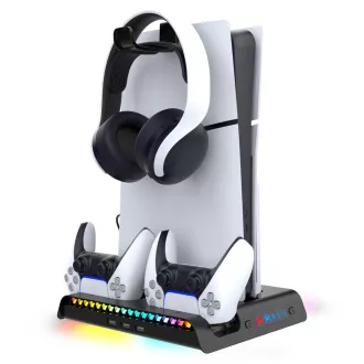 iPega P5S006 Multifunktionaler wiederaufladbarer RGB-Ständer mit Kühlung für PS5 Slim Schwarz iPega P5S006 Multifunktionaler wiederaufladbarer RGB-Ständer mit Kühlung für PS5 Slim Schwarz