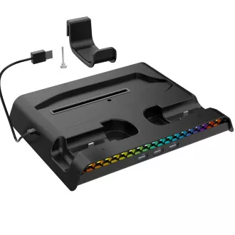 iPega P5S006 Multifunktionaler wiederaufladbarer RGB-Ständer mit Kühlung für PS5 Slim Schwarz iPega P5S006 Multifunktionaler wiederaufladbarer RGB-Ständer mit Kühlung für PS5 Slim Schwarz