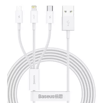 Baseus CAMLTYS-02 Superior Schnelllade-Datenkabel 3in1 USB-C, Lightning, MicroUSB 1.5m Weiß