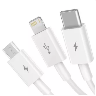 Baseus CAMLTYS-02 Superior Schnelllade-Datenkabel 3in1 USB-C, Lightning, MicroUSB 1.5m Weiß