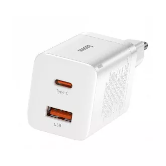 Baseus CCSUPP-E02 Super Si Schnellladegerät USB USB-C 30W Weiß Baseus CCSUPP-E02 Super Si Schnellladegerät USB USB-C 30W Weiß