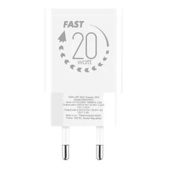 PAKET:ME Reise-Ladegerät USB-A   USB-C 20W   2x Kabel 1m Weiß