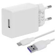 PAKET:ME Reise-Ladegerät USB-A 10W   USB-A/USB-C Kabel 1m Weiß