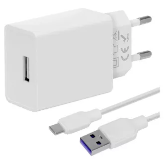 PAKET:ME Reise-Ladegerät USB-A 10W   USB-A/USB-C Kabel 1m Weiß