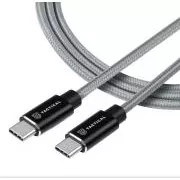 Taktisches Schnellseil Aramidkabel USB-C/USB-C 100W 20V/5A 0,3m Grau