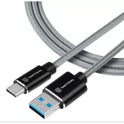 Taktisches Schnellseil Aramidkabel USB-A/USB-C 0,3m Grau