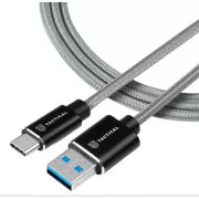 Taktisches Schnellseil Aramidkabel USB-A/USB-C 2m Grau
