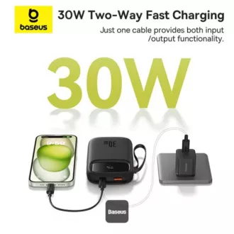 Baseus Powerbank Qpow 10000mAh 30W schwarz mit USB-C Kabel