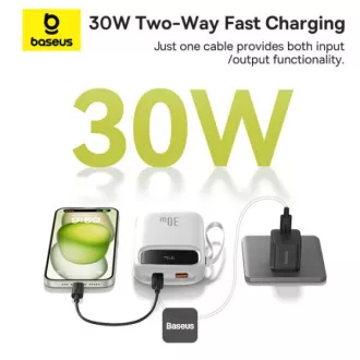 Baseus Powerbank Qpow 10000mAh 30W weiß mit USB-C Kabel