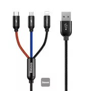 Baseus Datenkabel 3in1 microUSB Lightning USB-C 1.2m 3.5A