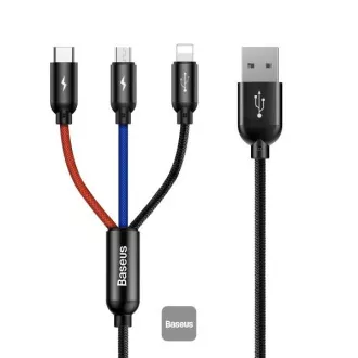 Baseus Datenkabel 3in1 microUSB Lightning USB-C 1.2m 3.5A