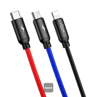 Baseus Datenkabel 3in1 microUSB Lightning USB-C 1.2m 3.5A