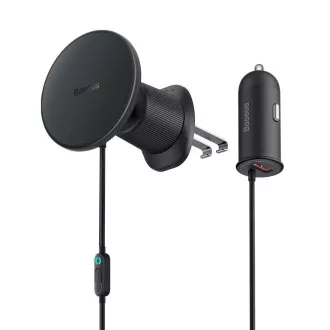 Baseus Magnetische Kühlergrillhalterung mit USB-A 15W 25W Ladegerät Schwarz