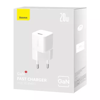 Baseus GaN5 Mini 20W EU weißes Schnellladegerät
