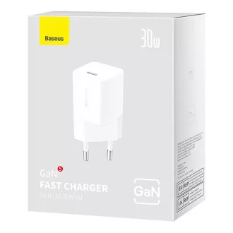 Baseus GaN5 Mini 30W EU weißes Schnellladegerät Baseus GaN5 Mini 30W EU weißes Schnellladegerät