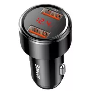 Baseus Autoladegerät Magic 2x USB 45W 6A mit Display schwarz
