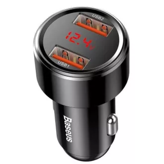 Baseus Autoladegerät Magic 2x USB 45W 6A mit Display schwarz Baseus Autoladegerät Magic 2x USB 45W 6A mit Display schwarz