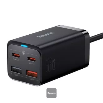 Baseus GaN3 Pro Schnellladegerät, 2x USB-C, 2x USB 65W schwarz