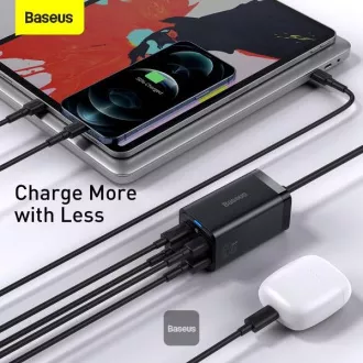 Baseus GaN3 Pro Schnellladegerät, 2x USB-C, 2x USB 65W schwarz