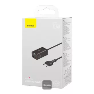 Baseus GaN3 Pro Schnellladegerät, 2x USB-C, 2x USB 65W schwarz