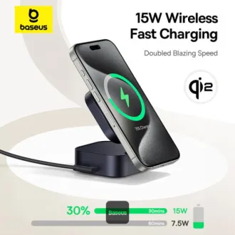 Baseus Magnetic Wireless Charging Stand PicoGo Serie 2in1 Qi2 67W Schwarz Baseus Magnetic Wireless Charging Stand PicoGo Serie 2in1 Qi2 67W Schwarz