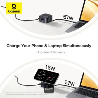Baseus Magnetic Wireless Charging Stand PicoGo Serie 2in1 Qi2 67W Schwarz Baseus Magnetic Wireless Charging Stand PicoGo Serie 2in1 Qi2 67W Schwarz