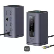 Baseus Spacemate 10v1 Docking Station (USB-C PD 100W, USB-C, 2x USB-A, 2x HDMI) grau