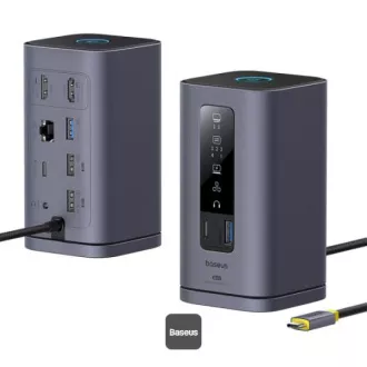 Baseus Spacemate 10v1 Docking Station (USB-C PD 100W, USB-C, 2x USB-A, 2x HDMI) grau