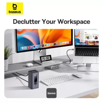 Baseus Spacemate 10v1 Docking Station (USB-C PD 100W, USB-C, 2x USB-A, 2x HDMI) grau