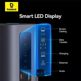 Baseus Spacemate 10v1 Docking Station (USB-C PD 100W, USB-C, 2x USB-A, 2x HDMI) grau