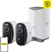 Baseus Outdoor Kamera Security N1 Plus 2K (2er Set Zentralstation) weiß