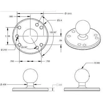 RAM Mounts Adapter, Metall, AMPS-Lochbild, 1" Stift RAM Mounts Adapter, Metall, AMPS-Lochbild, 1" Stift