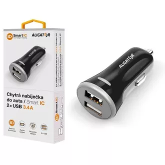 Smartes Autoladegerät ALIGATOR 3.4A, 2xUSB, smart IC, schwarz Smartes Autoladegerät ALIGATOR 3.4A, 2xUSB, smart IC, schwarz