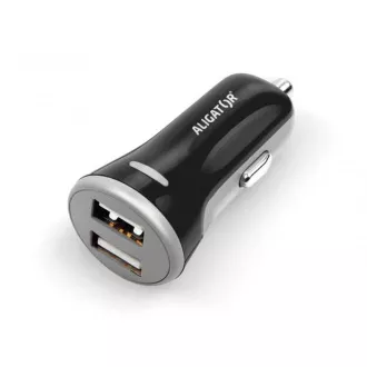 ALIGATOR Smart Car Charger 3.4A, 2xUSB, smart IC, schwarz, USB-C Kabel ALIGATOR Smart Car Charger 3.4A, 2xUSB, smart IC, schwarz, USB-C Kabel