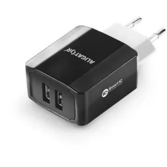 ALIGATOR 3.4A smartes Netzladegerät, 2xUSB, smart IC, schwarz, Kabel für iPhone/iPad 2A