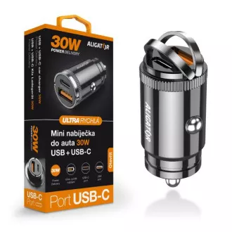 Alligator Mini-Autoladegerät Power Delivery 30W, USB-C USB-A Alligator Mini-Autoladegerät Power Delivery 30W, USB-C USB-A