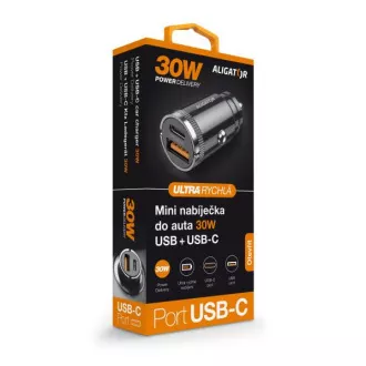 Alligator Mini-Autoladegerät Power Delivery 30W, USB-C USB-A Alligator Mini-Autoladegerät Power Delivery 30W, USB-C USB-A