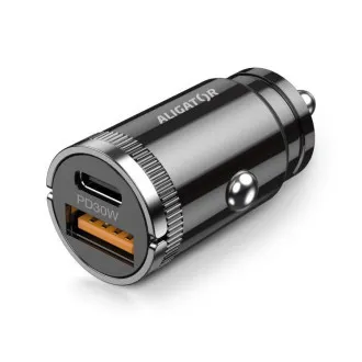 Alligator Mini-Autoladegerät Power Delivery 30W, USB-C USB-A, USB-C Kabel für iPhone/iPad Alligator Mini-Autoladegerät Power Delivery 30W, USB-C USB-A, USB-C Kabel für iPhone/iPad