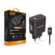 ALIGATOR Power Delivery 20W smartes Netzladegerät, USB-C Kabel für iPhone/iPad, schwarz