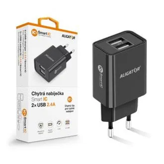 ALIGATOR 2,4A, 2xUSB, smart IC, schwarz ALIGATOR 2,4A, 2xUSB, smart IC, schwarz