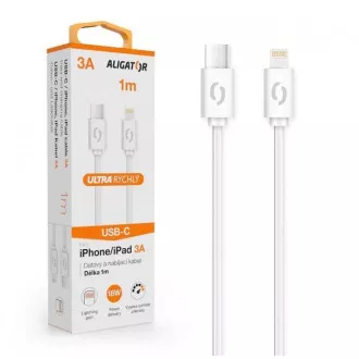 ALIGATOR Datenkabel POWER 3A, USB-C/Blitz weiß