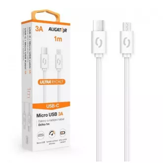 ALIGATOR Datenkabel POWER 3A, USB-C/microUSB weiß ALIGATOR Datenkabel POWER 3A, USB-C/microUSB weiß