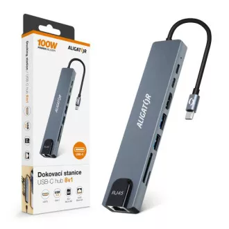 Aligator USB-C / Hub 8v1 Docking Station (USB-C / 2xUSB / SD / MicroSD / HDTV / RJ45) Aligator USB-C / Hub 8v1 Docking Station (USB-C / 2xUSB / SD / MicroSD / HDTV / RJ45)