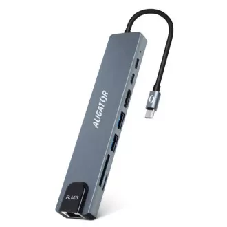 Aligator USB-C / Hub 8v1 Docking Station (USB-C / 2xUSB / SD / MicroSD / HDTV / RJ45) Aligator USB-C / Hub 8v1 Docking Station (USB-C / 2xUSB / SD / MicroSD / HDTV / RJ45)