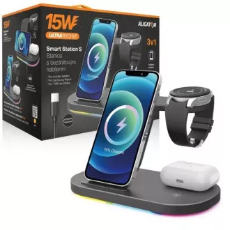 Alligator Smart Station S mit kabellosem 3-in-1-Laden, 15 W