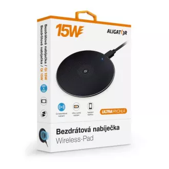 ALIGATOR kabelloses Ladegerät Alligator Pad 15W schwarz ALIGATOR kabelloses Ladegerät Alligator Pad 15W schwarz